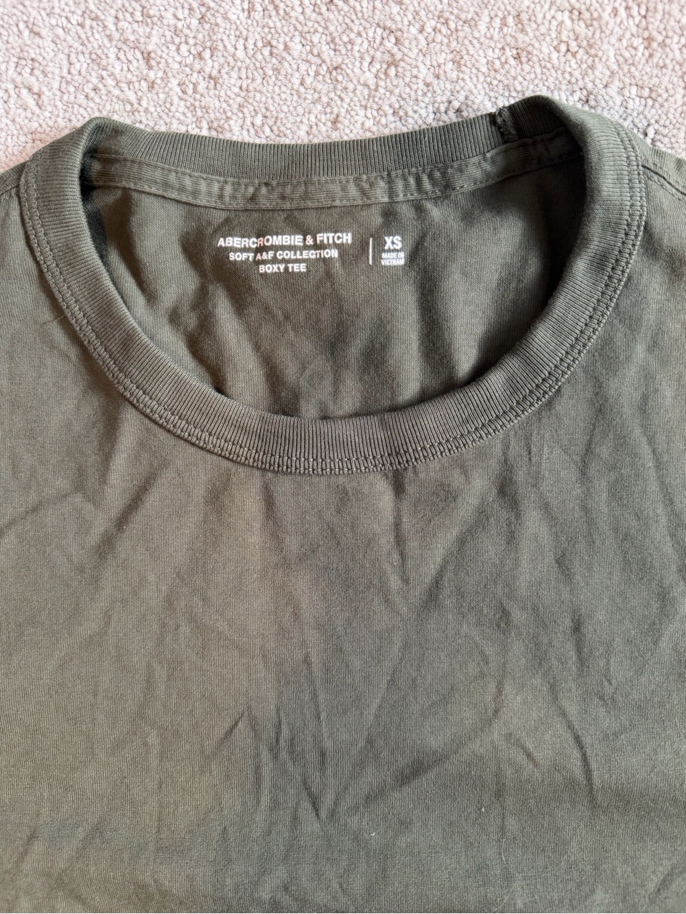 Abercrombie & Fitch Men's Olive Green Boxy Crew Tee